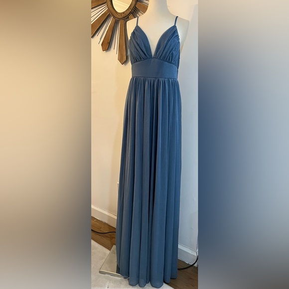 FEARIESTY Formal Blue Shimmer Dress Size L NWOT - Picture 4 of 5